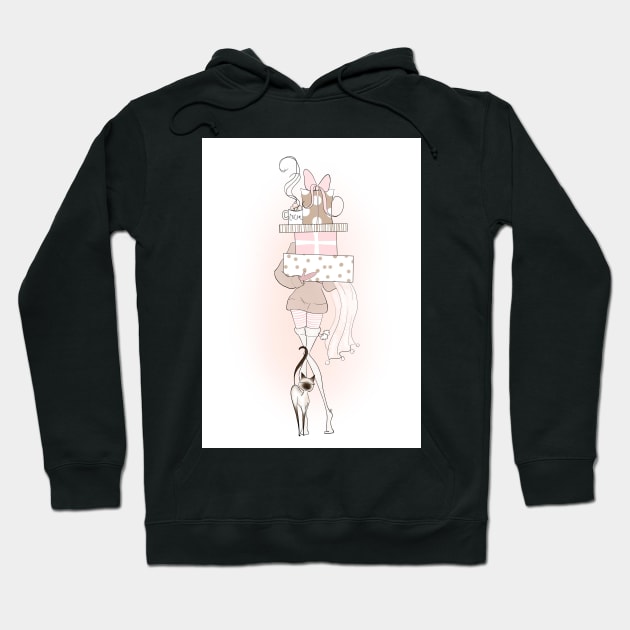 Winter Time Crazy Cat Lady Hoodie by hallieodom